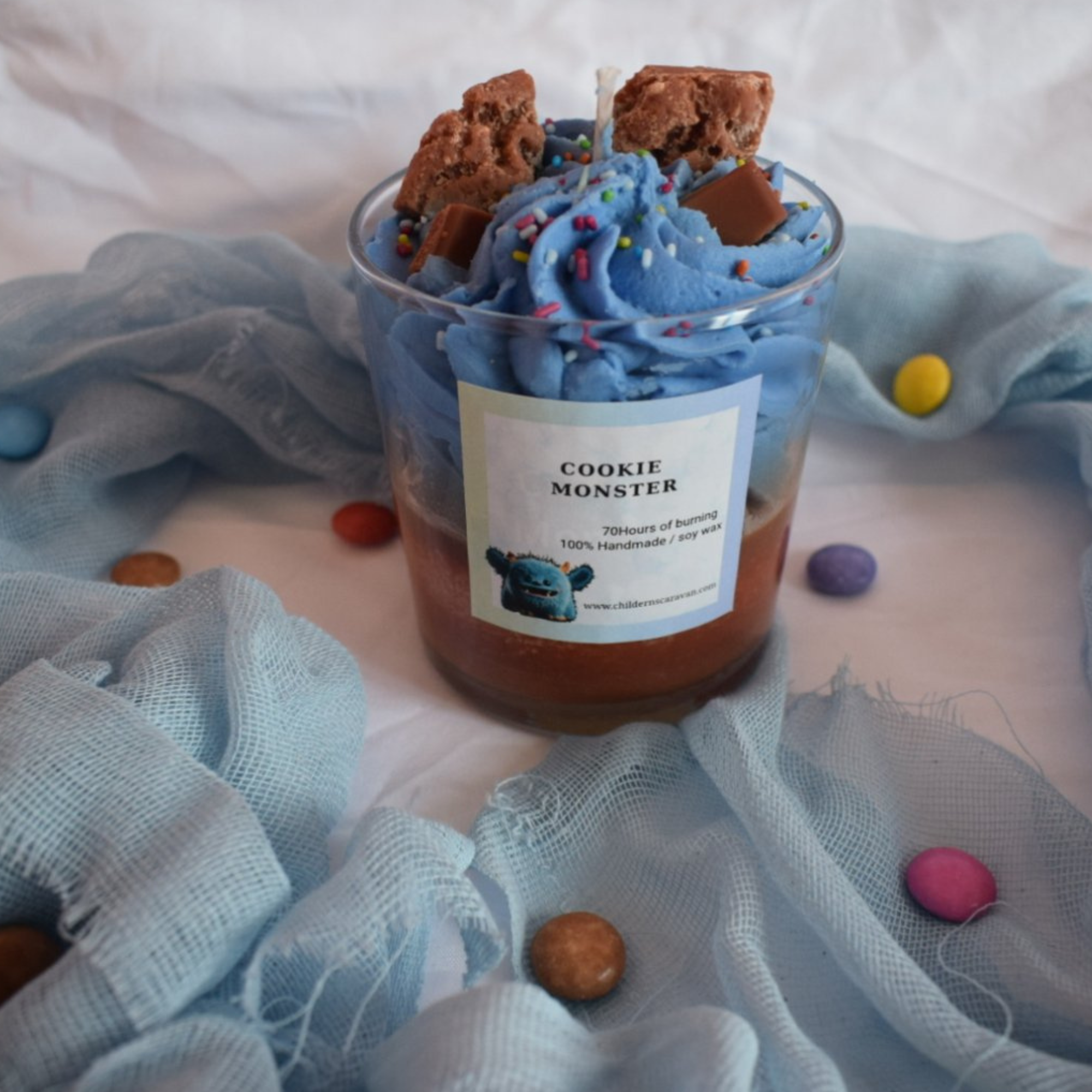 Κερί Σόγιας Cookie Monster – Γλυκιά Ζεστασιά & Άρωμα Μπισκότων 🍪
