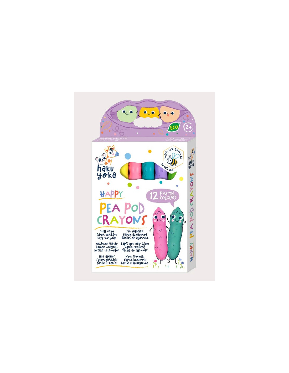 HAPPY PEA POD CRAYONS 12 PASTEL COLOURS